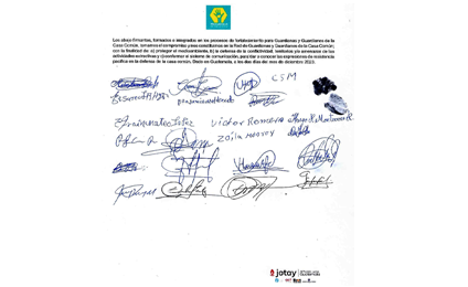 Acuerdo Conformación Red Guardkianas y Guardianes de la Casa Común